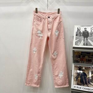 Chrome Haerts Pink Women's Jeans with White Accents